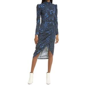 SAYLOR FLORAL LONG SLEEVE APHRODITE FLORAL MIDI DRESS SMALL S